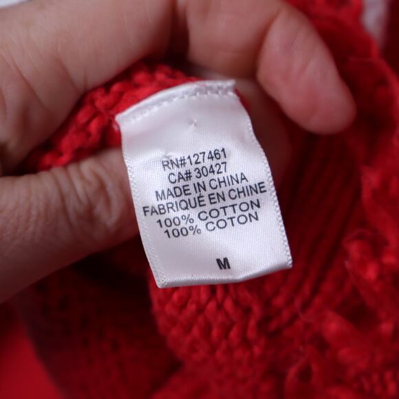 WILDFOX Couture Stars Palmetto Sweater Scarlet Red Oversize Distressed Women's M - Picture 13 of 14